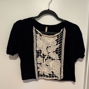 Black Lace Detail Women's Top